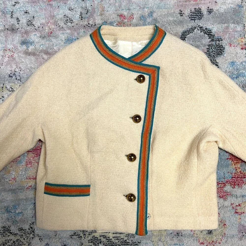 Vintage Wool Collarless Coat by J.J. O'Donnell